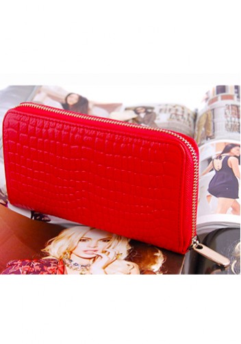 DAKOTA PURSE WALLET CROC EFFECT LEATHER RED