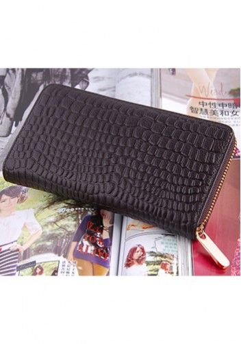 DAKOTA PURSE WALLET CROC EFFECT LEATHER CHOCO