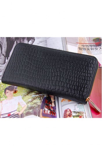 DAKOTA PURSE WALLET CROC EFFECT LEATHER BLACK