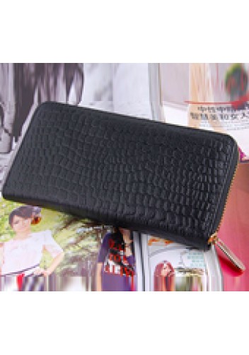 DAKOTA PURSE WALLET CROC EFFECT LEATHER BLACK