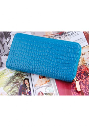 DAKOTA PURSE WALLET CROC EFFECT LEATHER BLUE