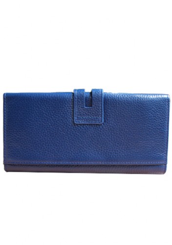 MICHAELA GRAINED LEATHER WALLET BLUE