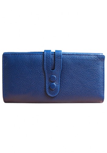 MICHAELA GRAINED LEATHER WALLET BLUE