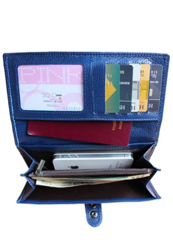 MICHAELA GRAINED LEATHER WALLET BLUE