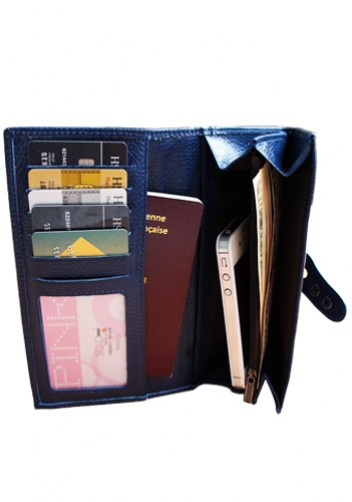 MICHAELA GRAINED LEATHER WALLET BLUE