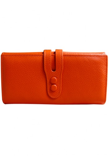 MICHAELA GRAINED LEATHER WALLET ORANGE