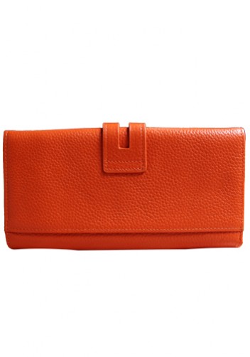 MICHAELA GRAINED LEATHER WALLET ORANGE