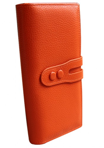 MICHAELA GRAINED LEATHER WALLET ORANGE