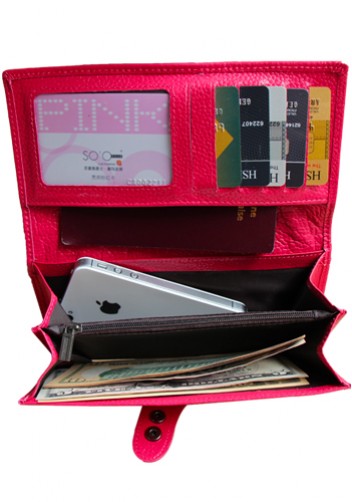 MICHAELA GRAINED LEATHER WALLET PINK