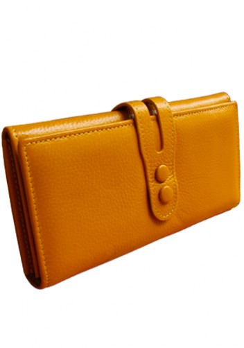 MICHAELA GRAINED LEATHER WALLET YELLOW