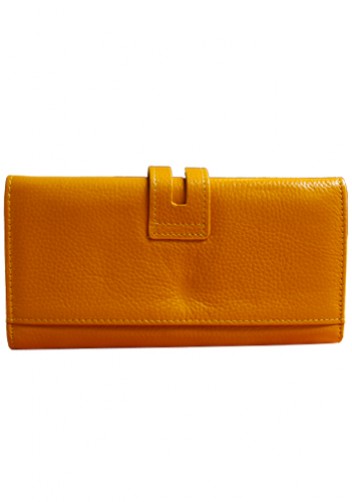 MICHAELA GRAINED LEATHER WALLET YELLOW