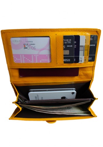 MICHAELA GRAINED LEATHER WALLET YELLOW