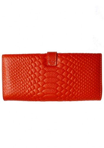 Cameron Long Wallet Croc Effect Orange