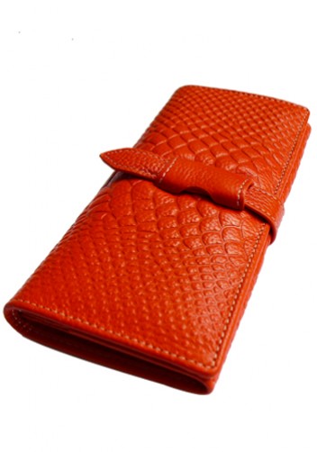 Cameron Long Wallet Croc Effect Orange