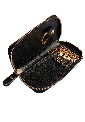 KATE 6 KEY HOLDER LEATHER POCHETTE BLACK