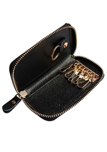 KATE 6 KEY HOLDER LEATHER POCHETTE BLACK