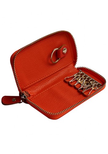 KATE 6 KEY HOLDER LEATHER POCHETTE ORANGE