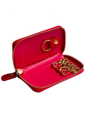 KATE 6 KEY HOLDER LEATHER POCHETTE PINK