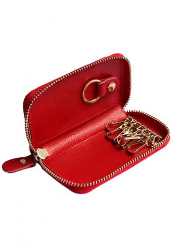 KATE 6 KEY HOLDER LEATHER POCHETTE RED