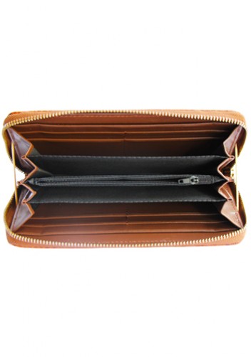 YUKON PURSE WALLET CROC EFFECT LEATHER BROWN