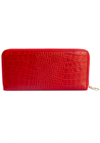 YUKON PURSE WALLET CROC EFFECT LEATHER RED