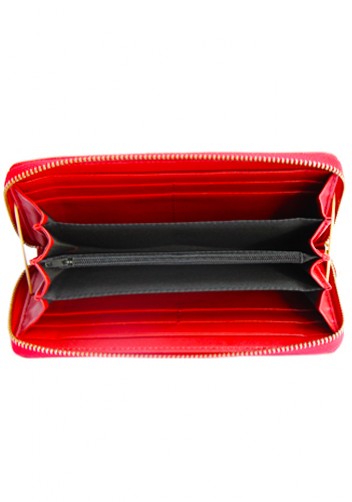 YUKON PURSE WALLET CROC EFFECT LEATHER RED