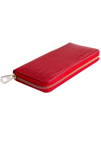 YUKON PURSE WALLET CROC EFFECT LEATHER RED