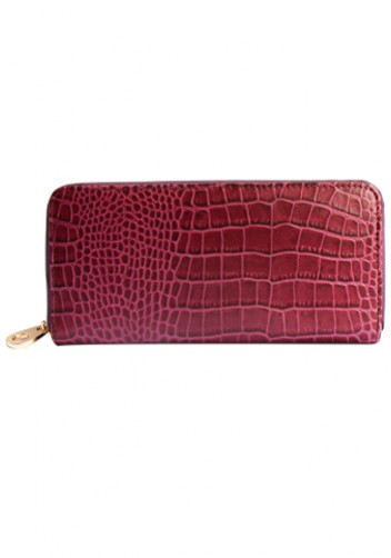 YUKON PURSE WALLET CROC EFFECT LEATHER PURPLE