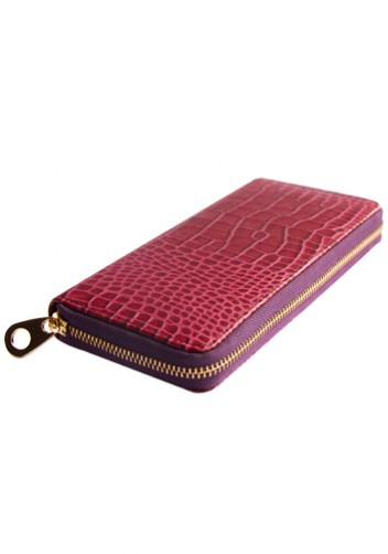 YUKON PURSE WALLET CROC EFFECT LEATHER PURPLE