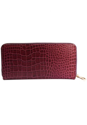 YUKON PURSE WALLET CROC EFFECT LEATHER PURPLE