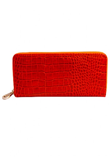 YUKON PURSE WALLET CROC EFFECT LEATHER ORANGE