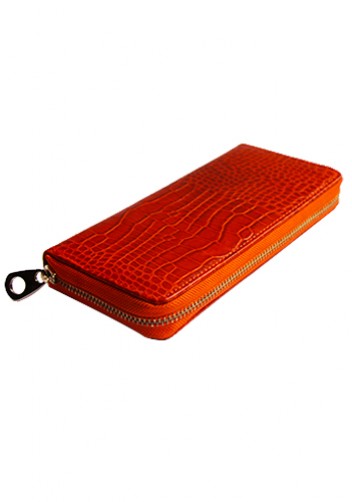 YUKON PURSE WALLET CROC EFFECT LEATHER ORANGE