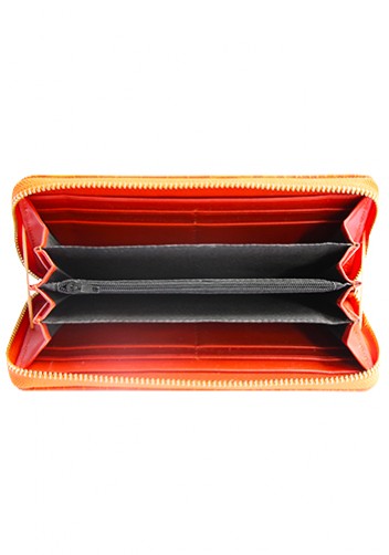 YUKON PURSE WALLET CROC EFFECT LEATHER ORANGE