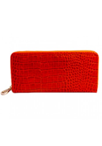 YUKON PURSE WALLET CROC EFFECT LEATHER ORANGE