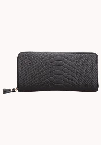 Super Organizer Purse Croc Effect Leather Black