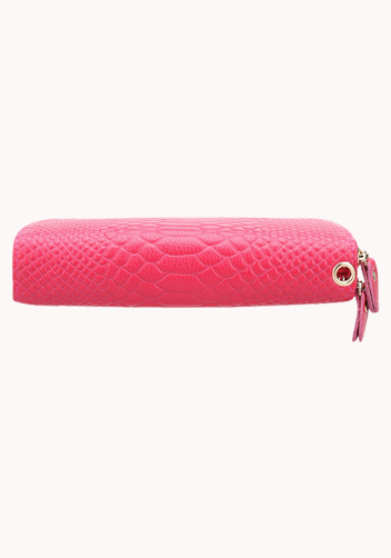 Super Organizer Purse Croc Effect Leather Hot Pink