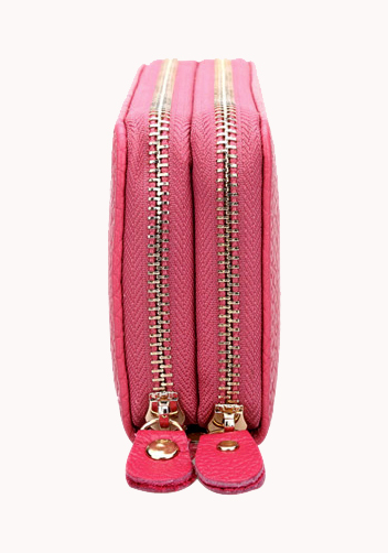 Super Organizer Purse Croc Effect Leather Hot Pink