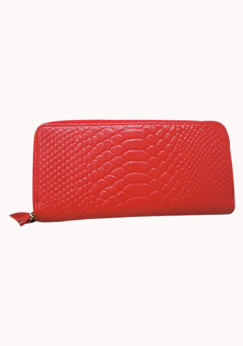 Super Organizer Purse Croc Effect Leather Red