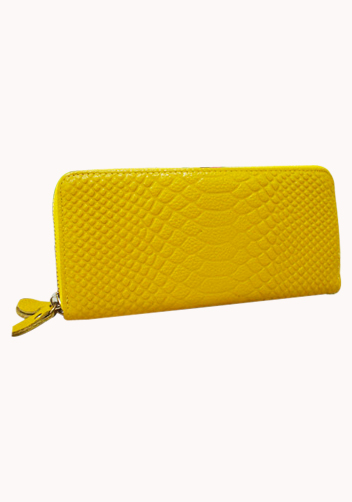 Super Organizer Purse Croc Effect Leather Yellow