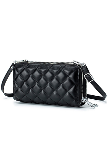 Jenna Quilted Wallet Leather Black