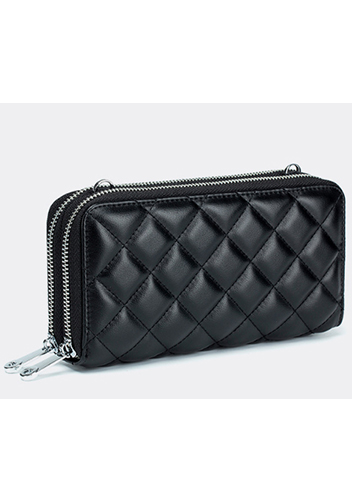 Jenna Quilted Wallet Leather Black