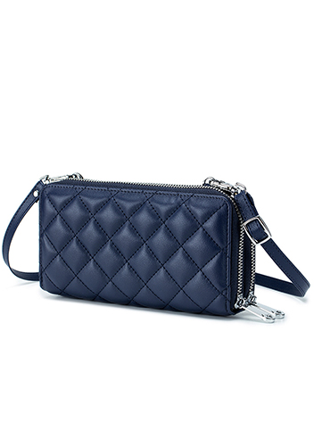 Jenna Quilted Wallet Leather Blue