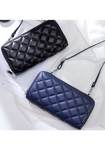 Jenna Quilted Wallet Leather Blue