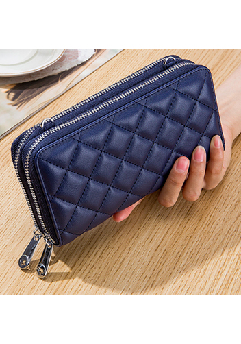 Jenna Quilted Wallet Leather Blue