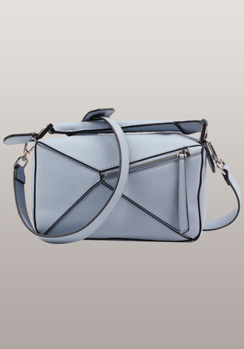 Adrienne Geometry Leather Shoulder Bag Light Blue