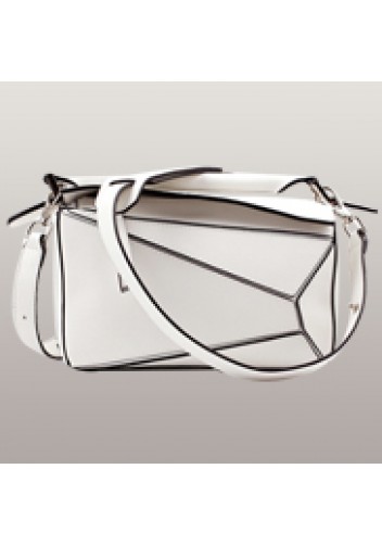 Adrienne Geometry Leather Shoulder Bag White