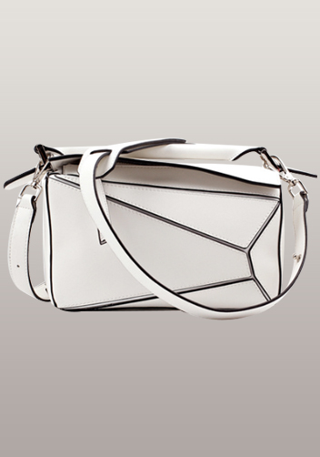 Adrienne Geometry Leather Shoulder Bag White