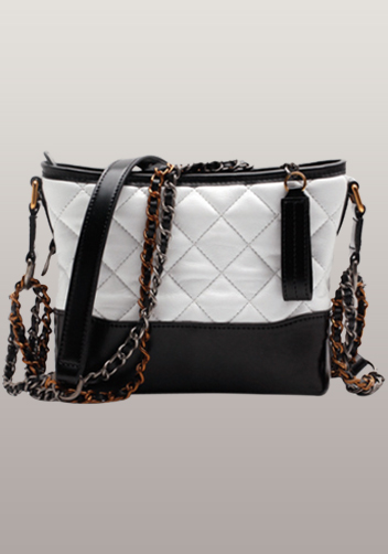 Kristy Leather Bucket Bag White Black