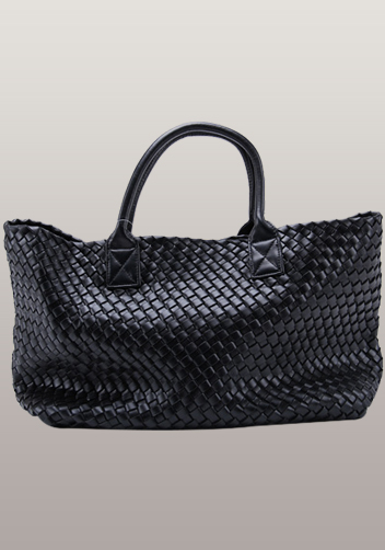 Grand Boulevard Woven Large Tote Black