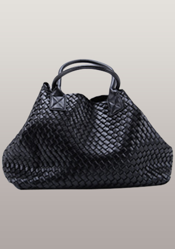 Grand Boulevard Woven Large Tote Black